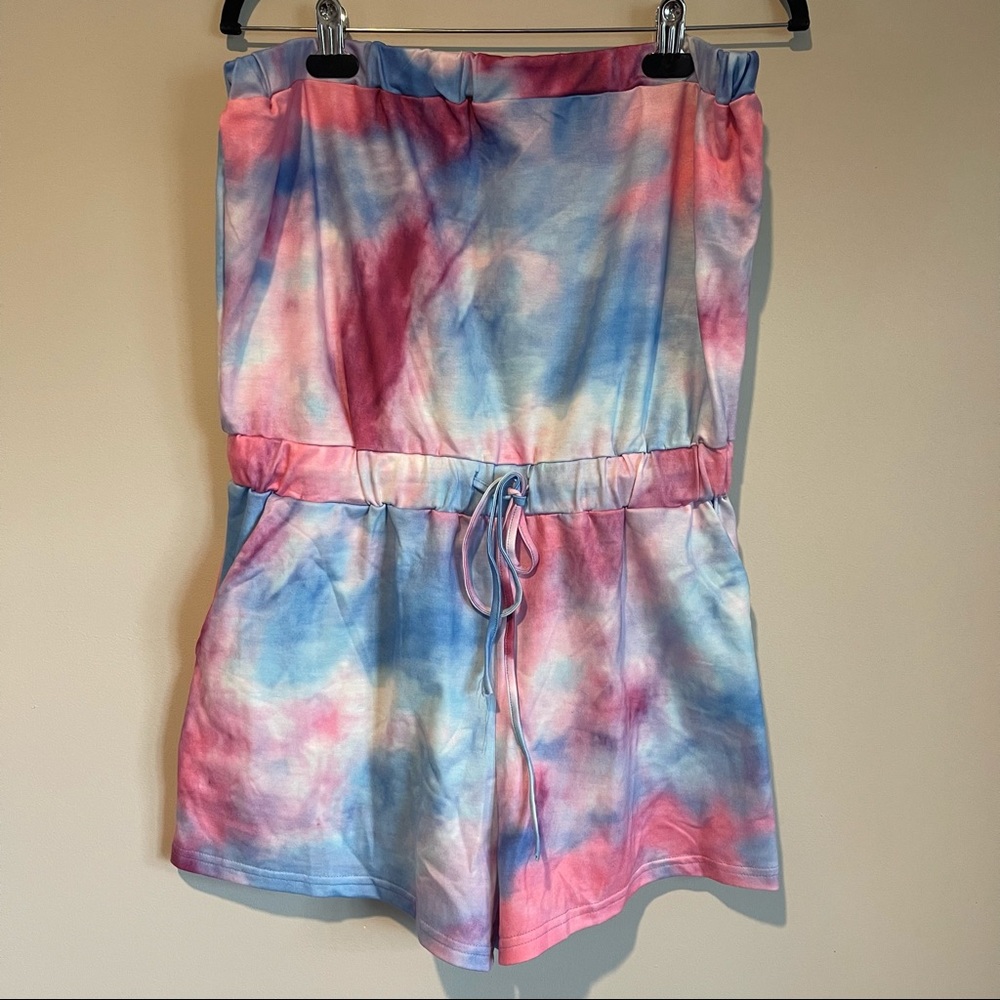 Multi color tie dye shorts romper